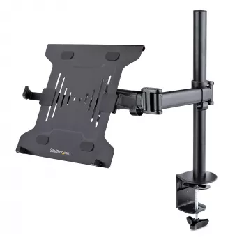 StarTech.com Laptop Desk Mount – laikiklis nešiojamam kompiuteriui ir monitoriui, tinka iki 34 colių (8 kg) monitoriams ir iki 4,5 kg nešiojamiesiems, reguliuojama VESA padėklo rankena, spaustuvinis / grometinis tvirtinimas