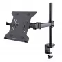 StarTech.com Laptop Desk Mount – laikiklis nešiojamam kompiuteriui ir monitoriui, tinka iki 34 colių (8 kg) monitoriams ir iki 4,5 kg nešiojamiesiems, reguliuojama VESA padėklo rankena, spaustuvinis / grometinis tvirtinimas