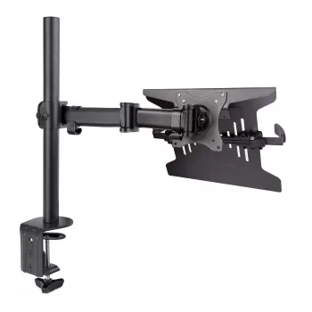 StarTech.com Laptop Desk Mount – laikiklis nešiojamam kompiuteriui ir monitoriui, tinka iki 34 colių (8 kg) monitoriams ir iki 4,5 kg nešiojamiesiems, reguliuojama VESA padėklo rankena, spaustuvinis / grometinis tvirtinimas
