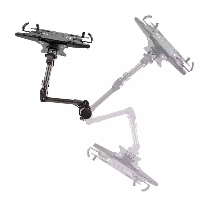 StarTech.com Laptop Desk Mount – laikiklis nešiojamam kompiuteriui ir monitoriui, tinka iki 34 colių (8 kg) monitoriams ir iki 4,5 kg nešiojamiesiems, reguliuojama VESA padėklo rankena, spaustuvinis / grometinis tvirtinimas