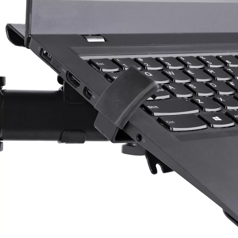 StarTech.com Laptop Desk Mount – laikiklis nešiojamam kompiuteriui ir monitoriui, tinka iki 34 colių (8 kg) monitoriams ir iki 4,5 kg nešiojamiesiems, reguliuojama VESA padėklo rankena, spaustuvinis / grometinis tvirtinimas