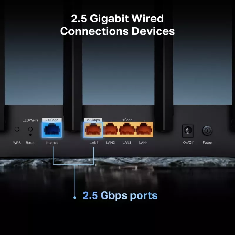 TP-Link Archer BE400 belaidis maršrutizatorius 2,5 Gigabit Ethernet dviejų juostų (2,4 GHz / 5 GHz) Juodas