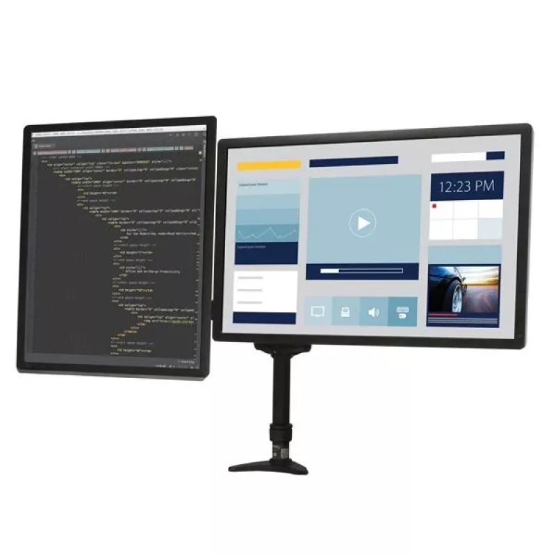 StarTech.com Dviejų monitorių laikiklis ant stalo - šarnyrinis, spaustuvinis, 13.6 kg, 30.5 cm (12 col.), 61 cm (24 col.), 100 x 100 mm, juodas