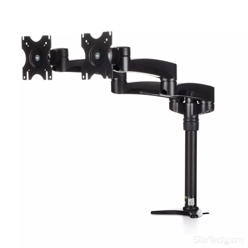 StarTech.com Dviejų monitorių laikiklis ant stalo - šarnyrinis, spaustuvinis, 13.6 kg, 30.5 cm (12 col.), 61 cm (24 col.), 100 x 100 mm, juodas
