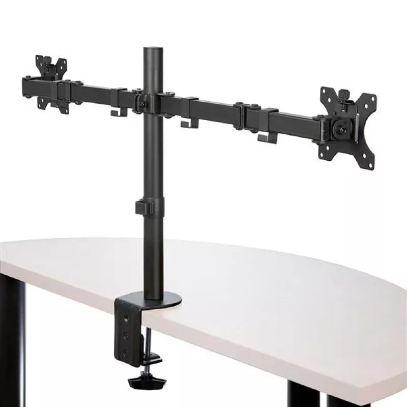 StarTech.com Dvigubas monitoriaus laikiklis ant stalo - spaustuvas / grometė VESA iki 32 colių ekranams - ergonomiška artikuliuojama ranka - reguliuojamas aukštis/pakreipimas/pasukimas/sukimas