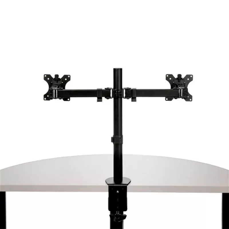 StarTech.com Dvigubas monitoriaus laikiklis ant stalo - spaustuvas / grometė VESA iki 32 colių ekranams - ergonomiška artikuliuojama ranka - reguliuojamas aukštis/pakreipimas/pasukimas/sukimas