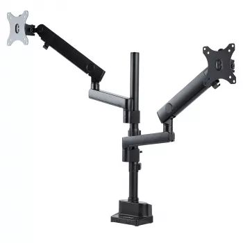 StarTech.com Dvigubas monitoriaus laikiklis ant stalo, pilnas judesys, iki 32 colių (8 kg), aukščio reguliavimas, spaustuvinis/anginis tvirtinimas, mechaninė spyruoklė