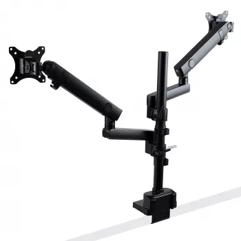 StarTech.com Dvigubas monitoriaus laikiklis ant stalo, pilnas judesys, iki 32 colių (8 kg), aukščio reguliavimas, spaustuvinis/anginis tvirtinimas, mechaninė spyruoklė