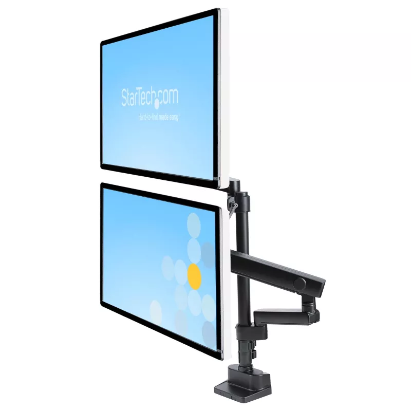 StarTech.com Dvigubas monitoriaus laikiklis ant stalo, pilnas judesys, iki 32 colių (8 kg), aukščio reguliavimas, spaustuvinis/anginis tvirtinimas, mechaninė spyruoklė