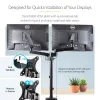 StarTech.com Dvigubas monitoriaus laikiklis ant stalo, pilnas judesys, iki 32 colių (8 kg), aukščio reguliavimas, spaustuvinis/anginis tvirtinimas, mechaninė spyruoklė
