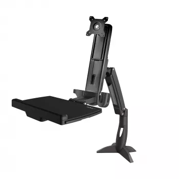 StarTech.com Sėdimos-stovimos darbo vietos monitoriaus ranka – reguliuojamas stalinis laikiklis vienam 34 colių VESA monitoriui su ergonomiška svirtimi ir klaviatūros padėklu