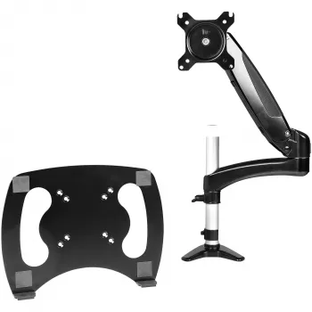 StarTech.com stalinis laikiklis nešiojamam kompiuteriui ir monitoriui - pilno judesio ranka, tinka iki 34 colių monitoriui, VESA laikiklis, ergonomiškas reguliuojamas stovas, tvirtinimas spaustuku