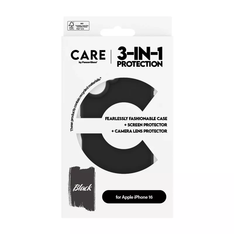 3-in-1 apsauginis rinkinys PanzerGlass CARE by Fashion iPhone 16