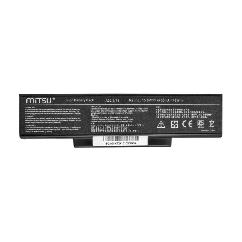 Baterija MITSU ASUS K72 K73 N73 X77, 4400 mAh, 10.8–11.1 V