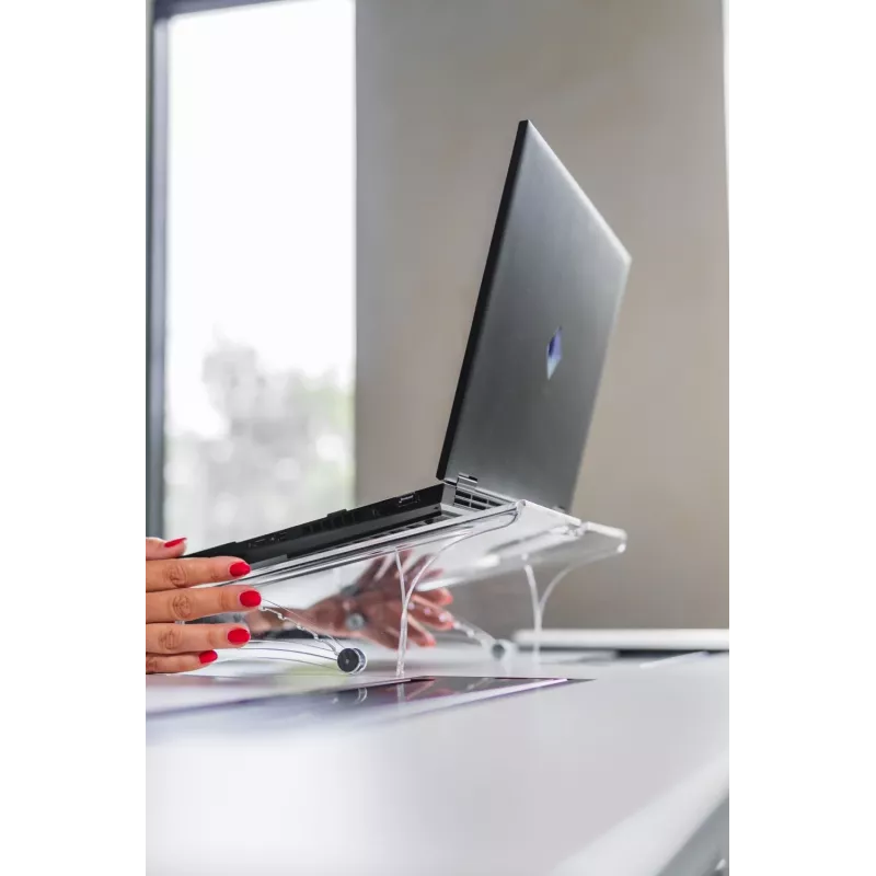 BakkerElkhuizen Q-note 350 stovas nešiojamam kompiuteriui, permatomas, plastikinis, plieninis, 25,4 cm (10 colių) – 50,8 cm (20 colių), 110–230 mm