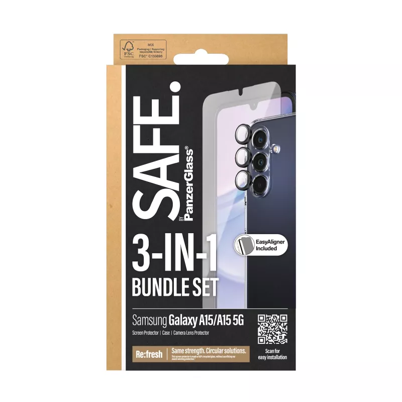 PanzerGlass SAFE. by ® 3-in-1 apsaugos rinkinys Samsung Galaxy A15 | A15 5G