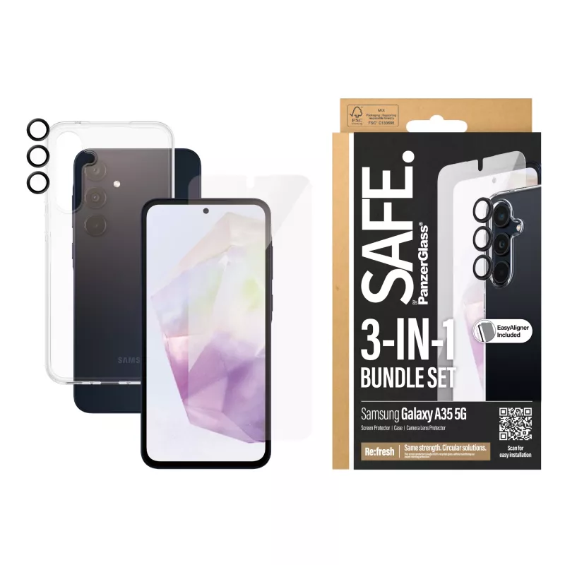PanzerGlass SAFE. 3-in-1 apsaugos rinkinys Samsung Galaxy A35 5G