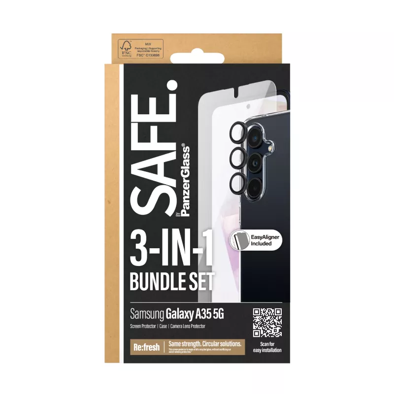 PanzerGlass SAFE. 3-in-1 apsaugos rinkinys Samsung Galaxy A35 5G