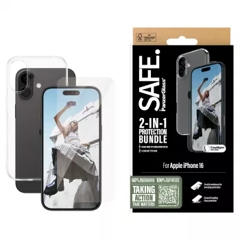 PanzerGlass SAFE. by ® 2-in-1 apsaugos rinkinys iPhone 16, permatomas