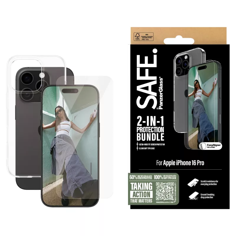 PanzerGlass SAFE. 2-in-1 apsaugos rinkinys iPhone '24 6,3 colio Pro