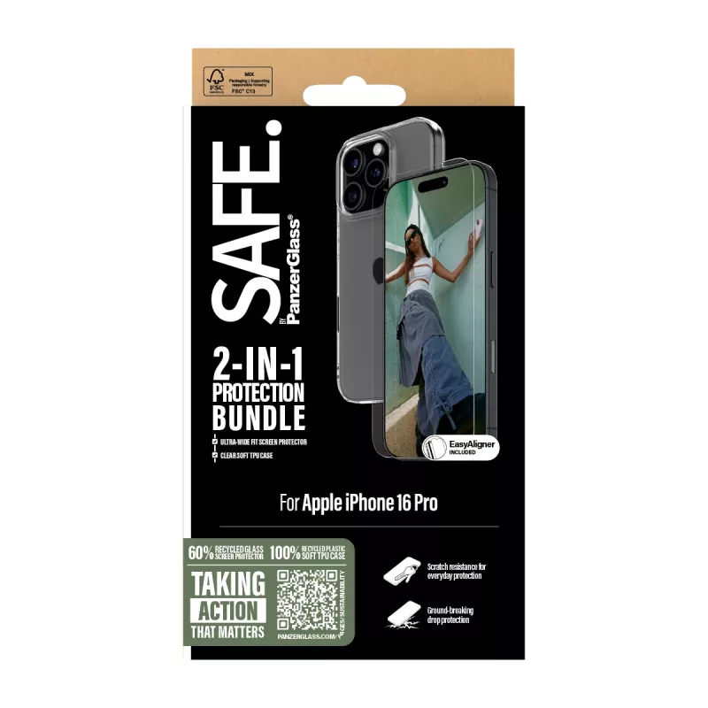 PanzerGlass SAFE. 2-in-1 apsaugos rinkinys iPhone '24 6,3 colio Pro