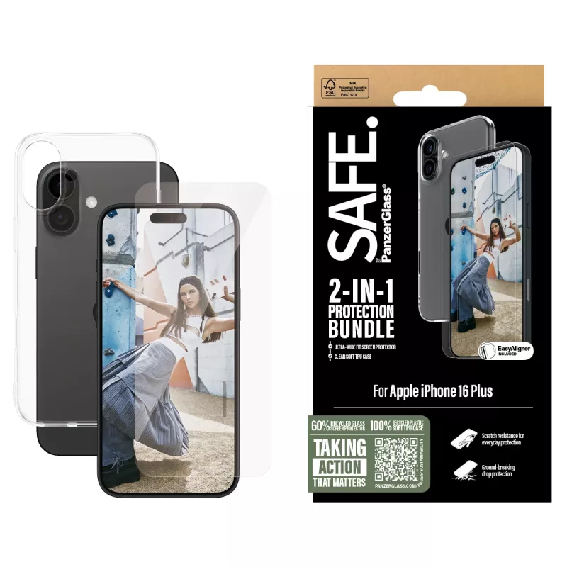 PanzerGlass SAFE. by ® 2 viename apsaugos rinkinys iPhone '24 6,7 colio