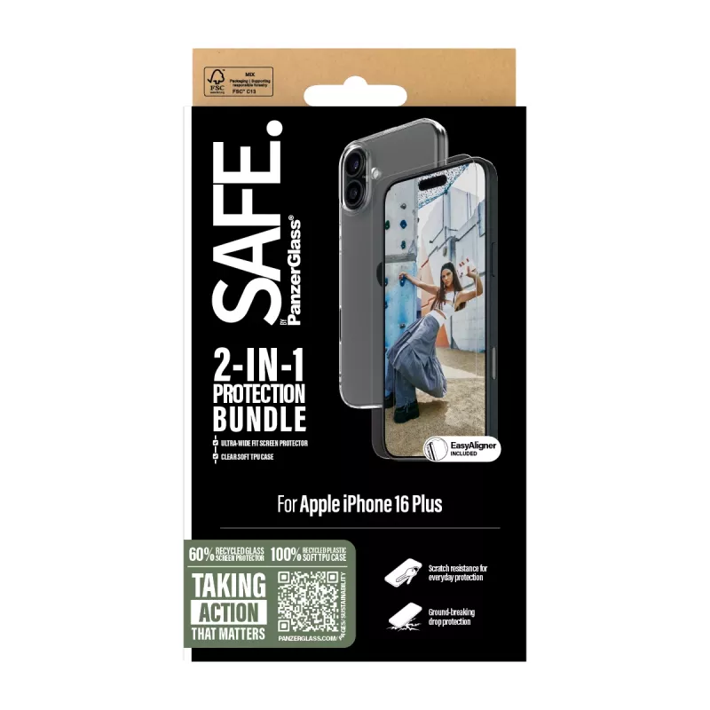 PanzerGlass SAFE. by ® 2 viename apsaugos rinkinys iPhone '24 6,7 colio
