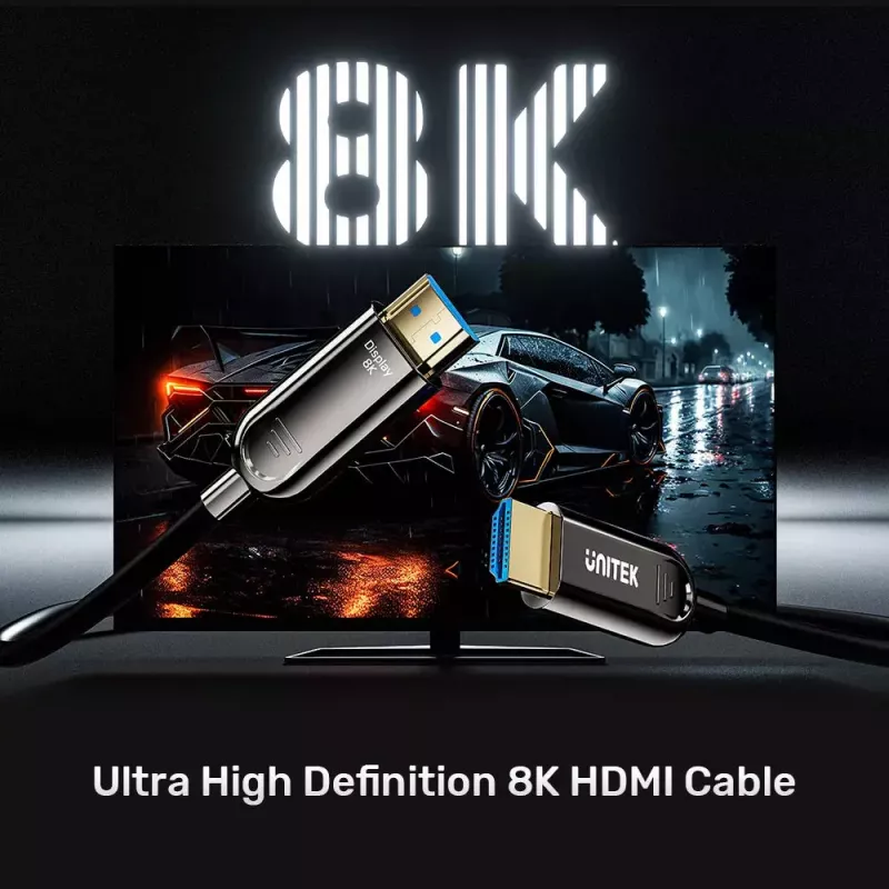 HDMI kabelis Unitek C11085GY01-20M 20 m HDMI 2.1 48 Gbit/s 4K@144Hz 8K@60Hz Juodas