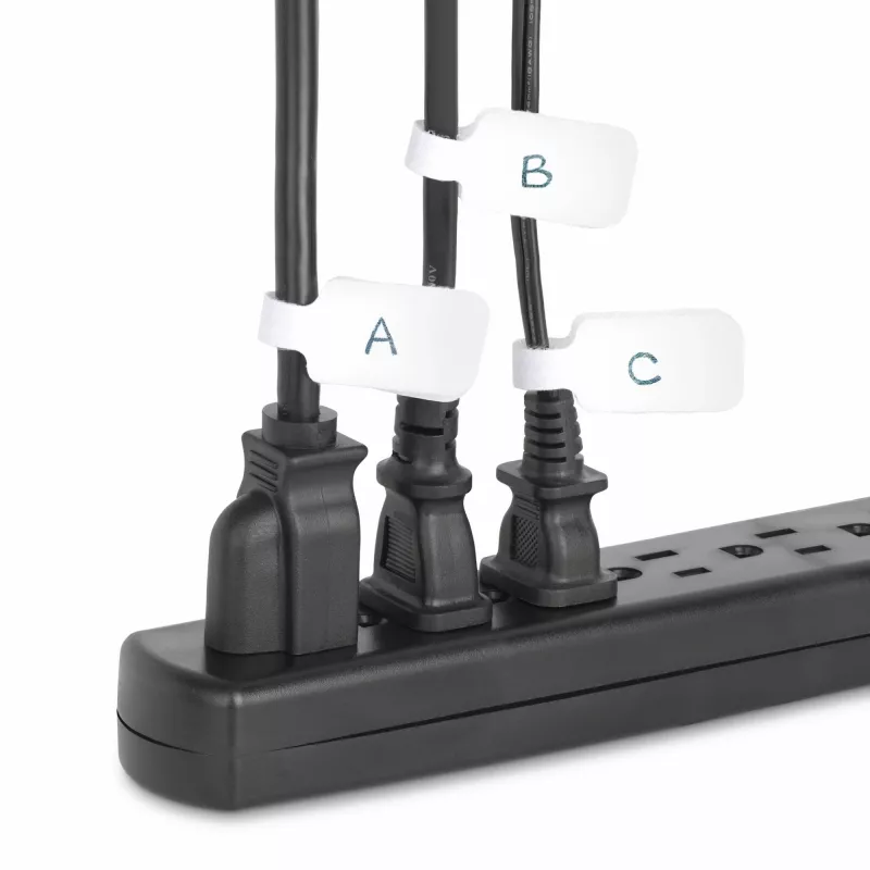 StarTech.com 3,5 col. (9 cm) kabelių etiketės, 100 vnt., baltos, kabliukas-prie-kabliuko tvirtinimo juostelės, rašomos kabelių etiketės kabelių valdymui, laidų identifikavimui