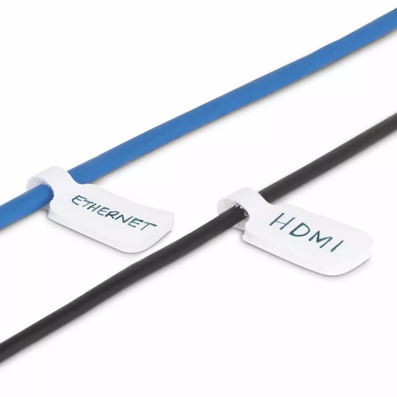 StarTech.com 3,5 col. (9 cm) kabelių etiketės, 100 vnt., baltos, kabliukas-prie-kabliuko tvirtinimo juostelės, rašomos kabelių etiketės kabelių valdymui, laidų identifikavimui