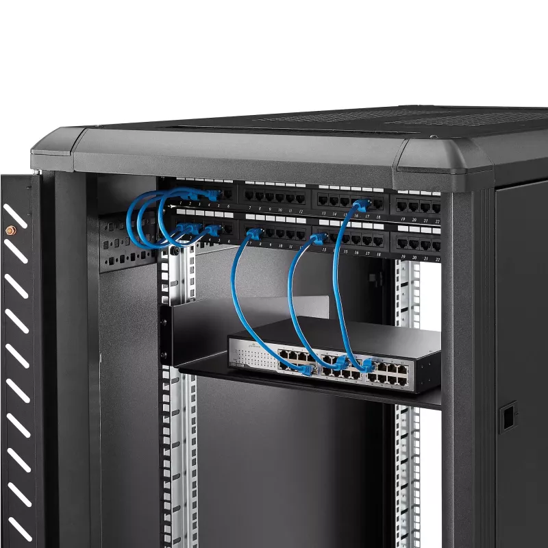 StarTech.com 2U lentyna serverio stovui – universali konsolinė lentyna 19 colių tinklo įrangos stovui – tvirtas plienas – keliamoji galia 20 kg – 16 colių gylio padėklas, juoda