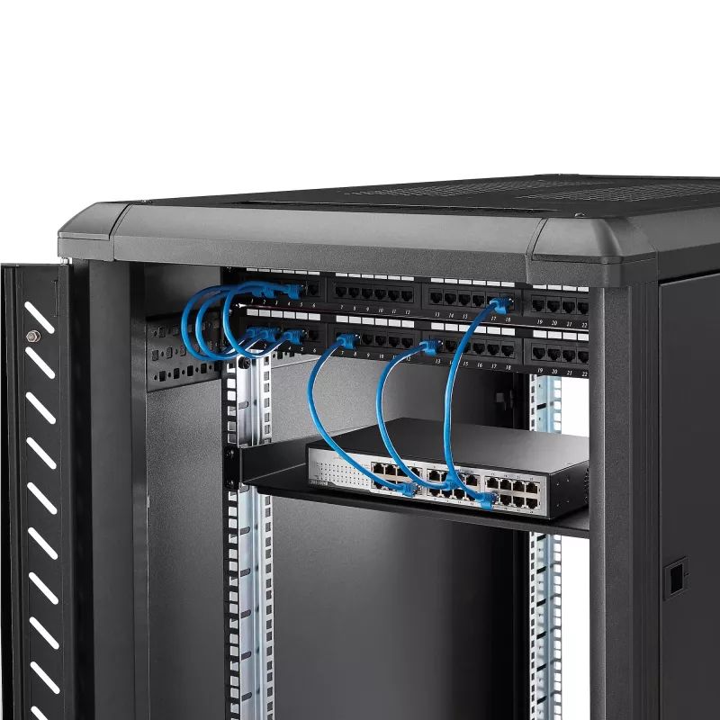 StarTech.com 1U fiksuota serverių stelažo lentyna - 10 colių gylio plieninė universali konsolinė padėkla 19 colių AV / tinklo įrangos stelažui - sunkiosios apkrovos plienas - svorio talpa 44 svarai / 20 kg, juoda