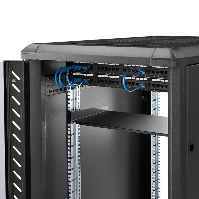 StarTech.com 1U fiksuota serverių stelažo lentyna - 10 colių gylio plieninė universali konsolinė padėkla 19 colių AV / tinklo įrangos stelažui - sunkiosios apkrovos plienas - svorio talpa 44 svarai / 20 kg, juoda