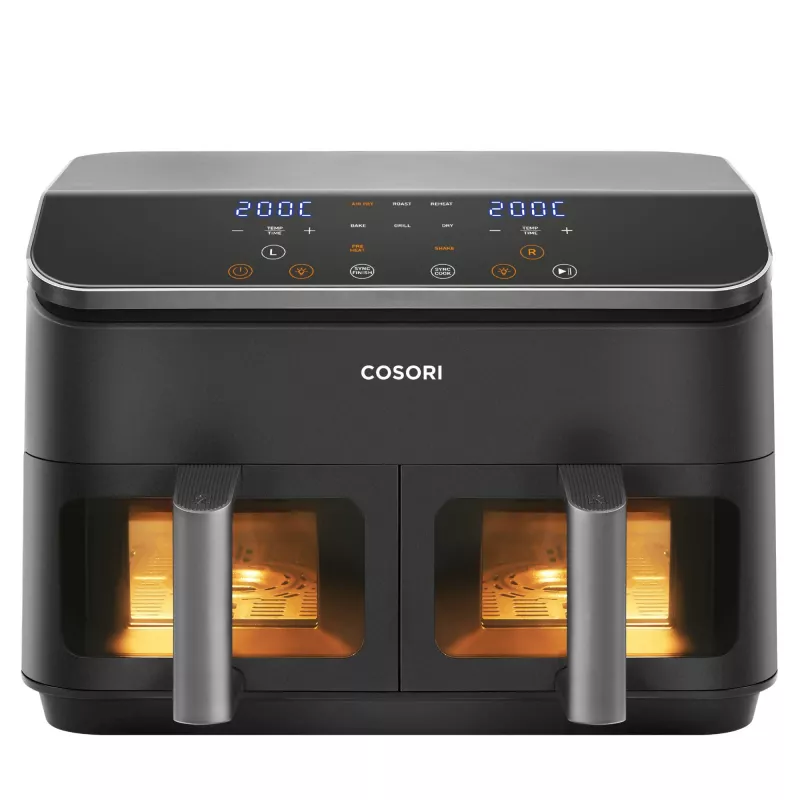 Karšto oro gruzdintuvė Cosori Dual Basket Chef Edition Double 8.5 L 1750 W juoda, sidabrinė