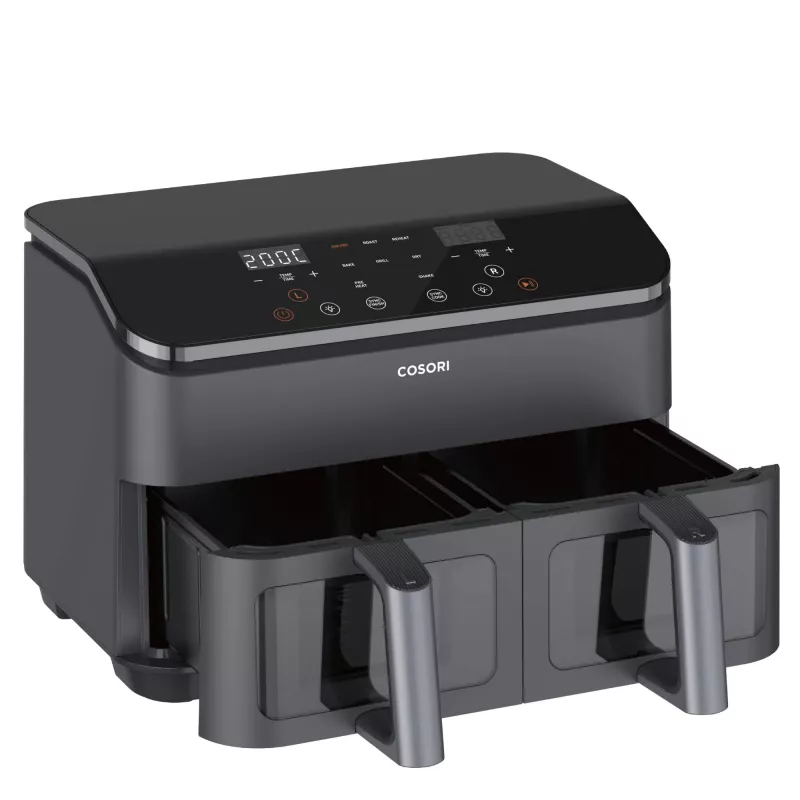 Karšto oro gruzdintuvė Cosori Dual Basket Chef Edition Double 8.5 L 1750 W juoda, sidabrinė