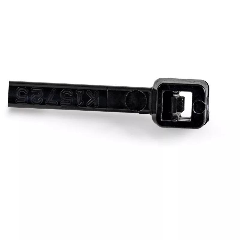 StarTech.com 100 vnt. 6 colių (15 cm) kabelių raiščiai - 3,6 mm pločio, 39 mm ryšulio skersmuo, 18 kg tempimo stipris, nailoniniai savaime užsifiksuojantys raiščiai su lenktu galu, UL sertifikuoti, juodi - TAA