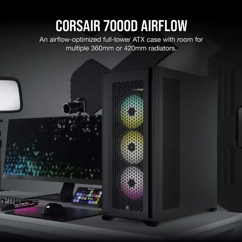 PC korpusas Corsair 7000D Airflow Full Tower juodas