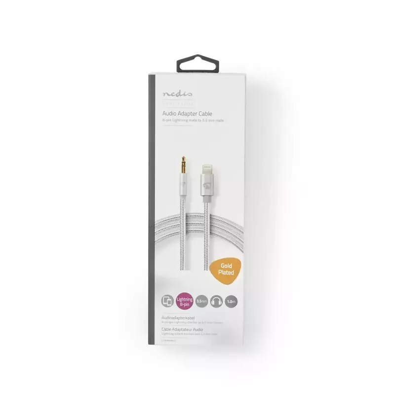 Nedis CCTB39940AL10 Laidas Lightning 1 m Aliuminis 3,5 mm Jungtis