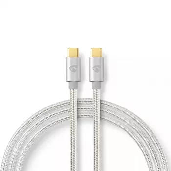 USB laidas Nedis CCTB60800AL20 USB 2.0 2 m USB-C sidabrinis