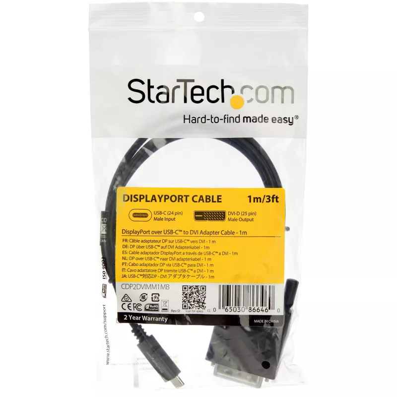 StarTech.com 1 m USB-C į DVI laidas - 1920 x 1200 - juodas