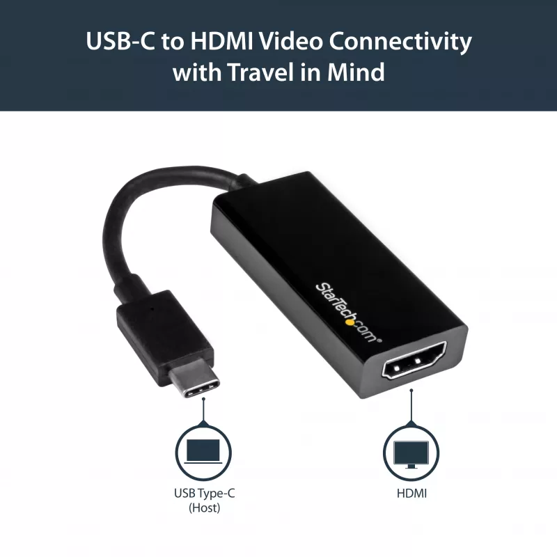 StarTech.com USB-C į HDMI adapteris 4K 30Hz – juodas, 3.2 Gen 2 (3.1 Gen 2), USB Type-C, HDMI išvestis, 3840 x 2160 pikseliai