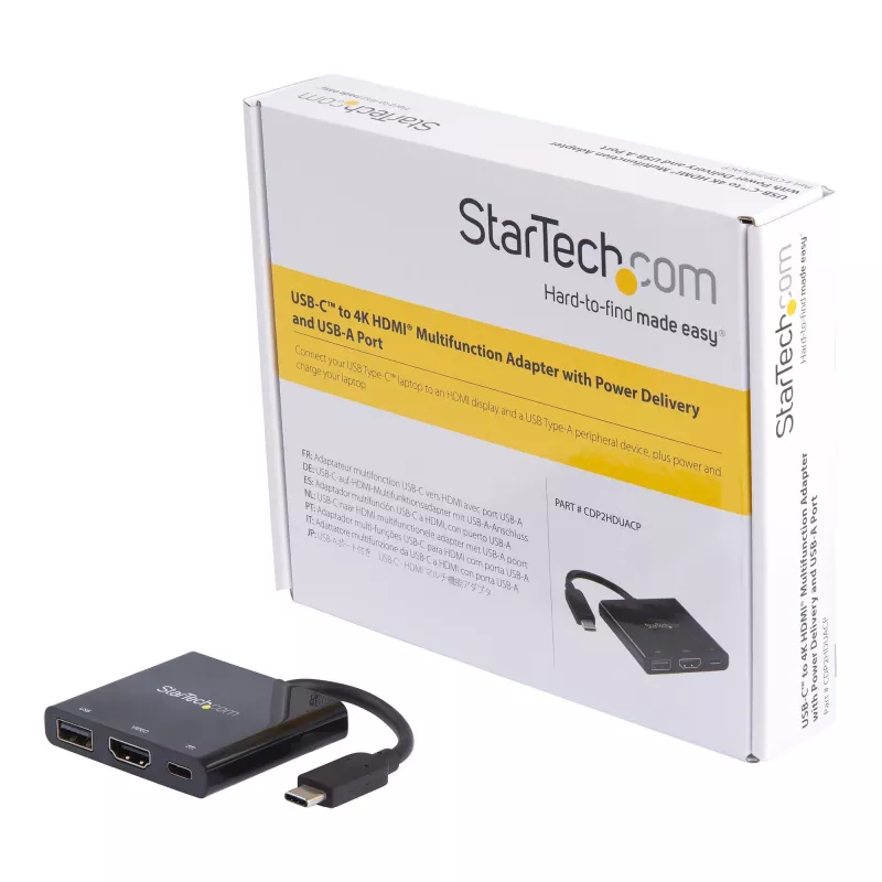 StarTech.com USB-C kelių prievadų adapteris su HDMI - USB 3.0 prievadas - 60W PD - Juodas