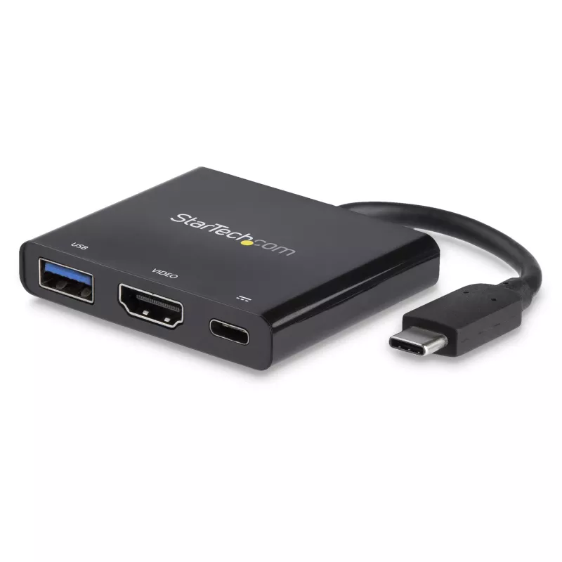 StarTech.com USB-C kelių prievadų adapteris su HDMI - USB 3.0 prievadas - 60W PD - Juodas