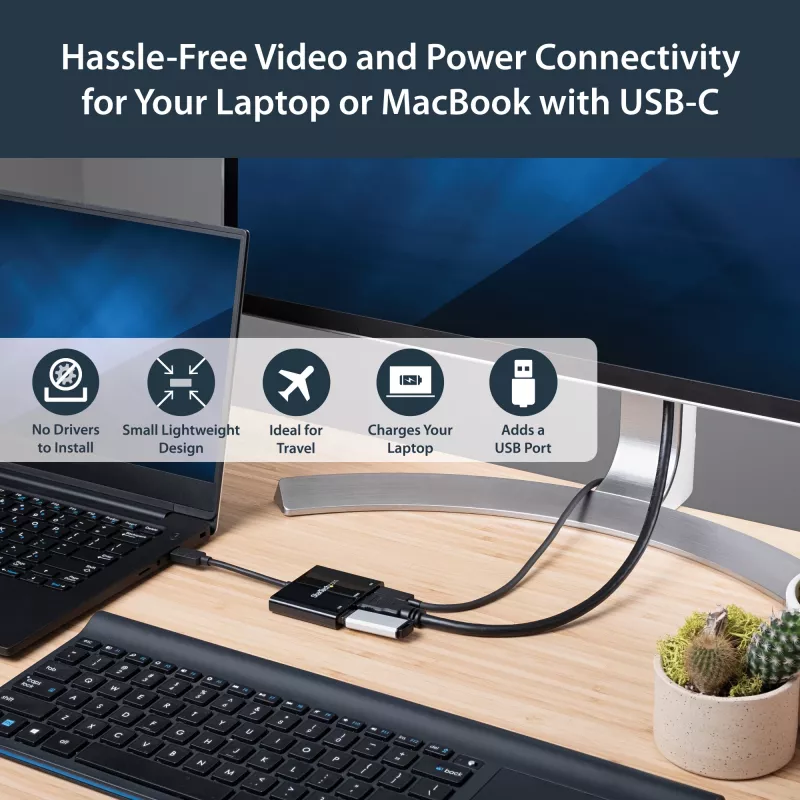 StarTech.com USB-C kelių prievadų adapteris su HDMI - USB 3.0 prievadas - 60W PD - Juodas