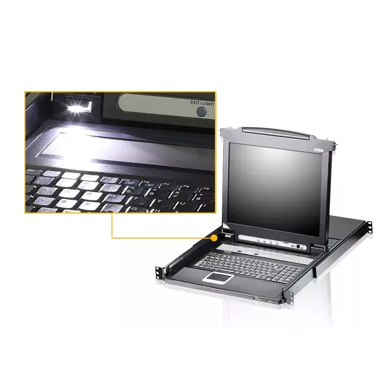KVM jungiklis ATEN CL5708M montavimui į stelažą, juodas, 1U, 17 colių LCD