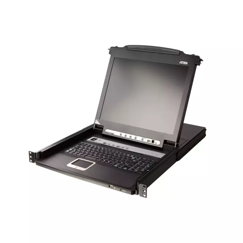 KVM jungiklis ATEN CL5708M montavimui į stelažą, juodas, 1U, 17 colių LCD