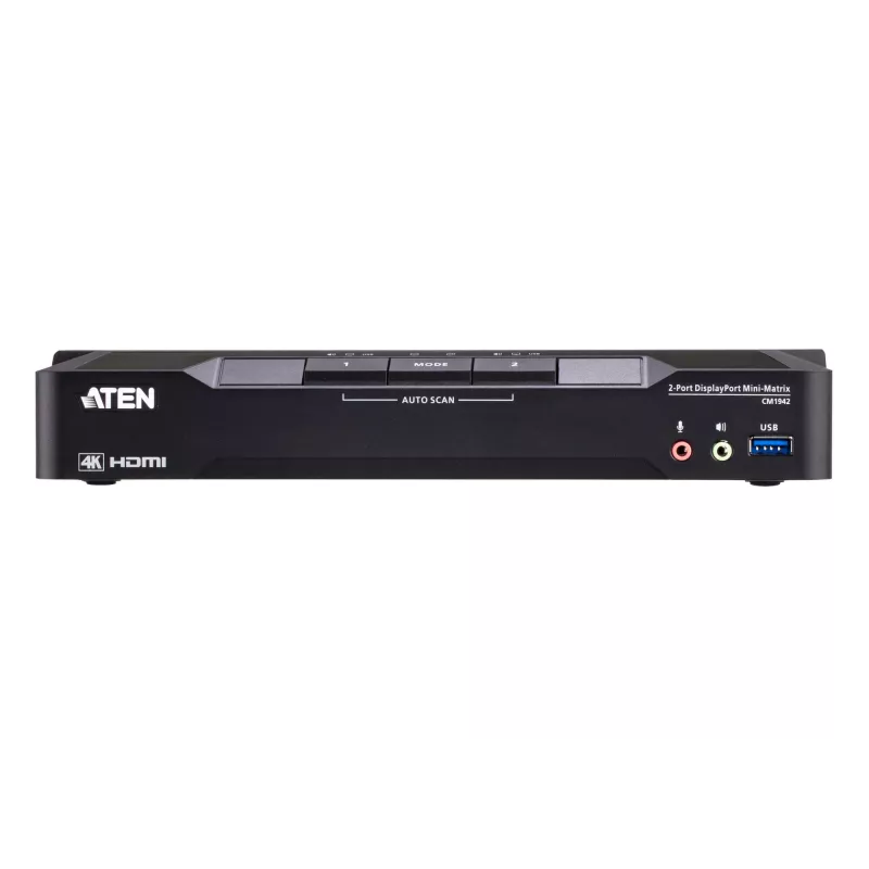 ATEN 2-Port 4K DisplayPort dviejų monitorių mini-matricos KVM jungiklis