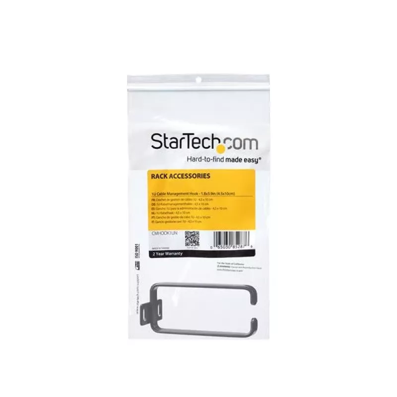 StarTech.com 1U vertikalus serverio stovo kabelių tvarkymo D-žiedas - 4,5x10 cm