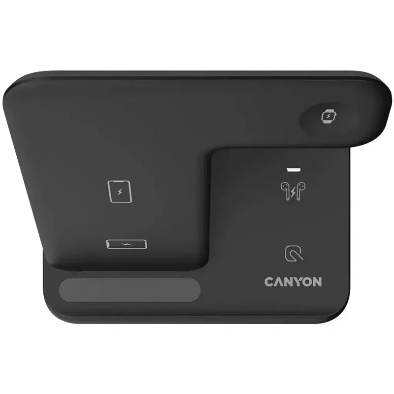 CANYON WS-302 3 viename Qi belaidė krovimo stotelė, 15 W, juoda (CNS-WCS302B)