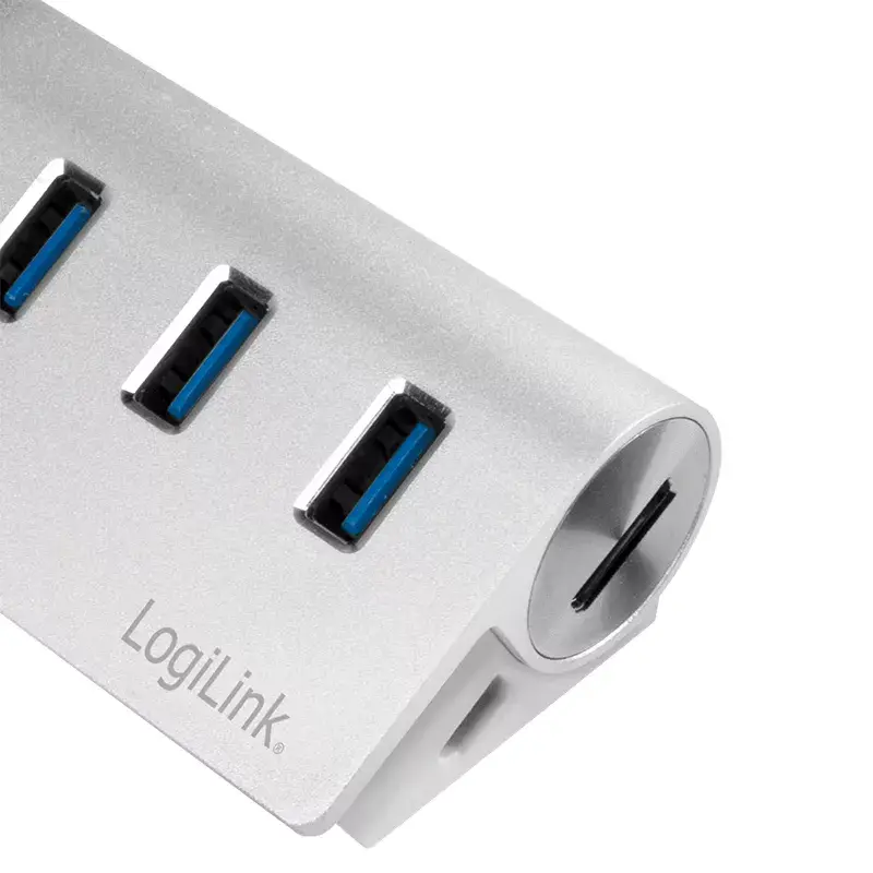 USB 3.0 3 prievadų šakotuvas su SD/MicroSD kortelių skaitytuvu LogiLink CR0045